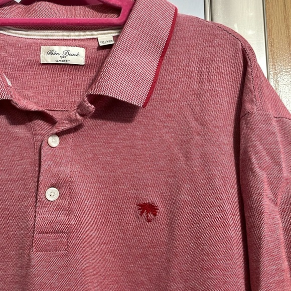 Palm Beach 2XL Classic Fit Vermillion Red and white 3 button golf polo shirt - Picture 5 of 10